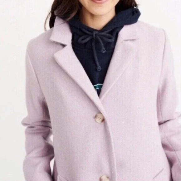 ABERCROMBIE & FITCH Dad Wool Mix Lilac Pea Coat Jacket - Picture 3 of 11